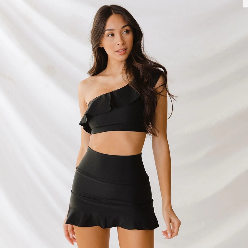 Albion Fit Black High Waisted Swim Skirt